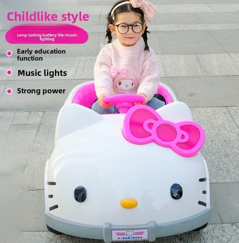 هالو كيتي سيارة هيلو كيتي الكهربائية للأطفال، مزودة بإضاءة وصوت - Image 5